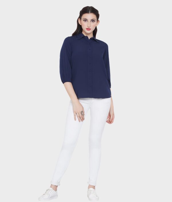 Women's Stylish Solid Blue Regular length Shirt