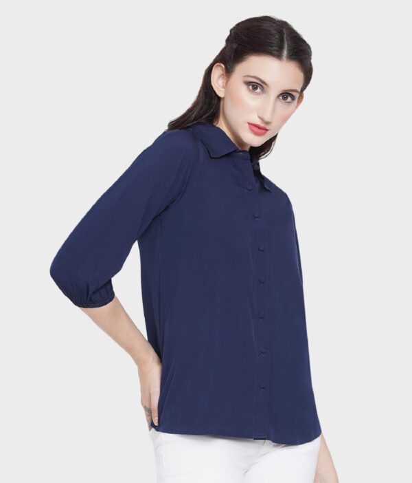 Women's Stylish Solid Blue Regular length Shirt