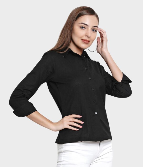 Woman Black Regular Fit Solid Formal Shirt