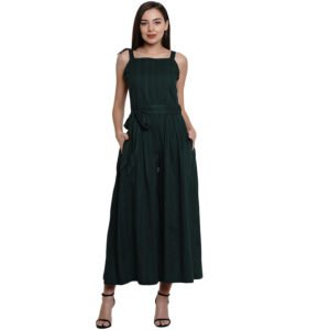 Flair Junkie Women Solid Square Neck Wide Leg Jumpsuit